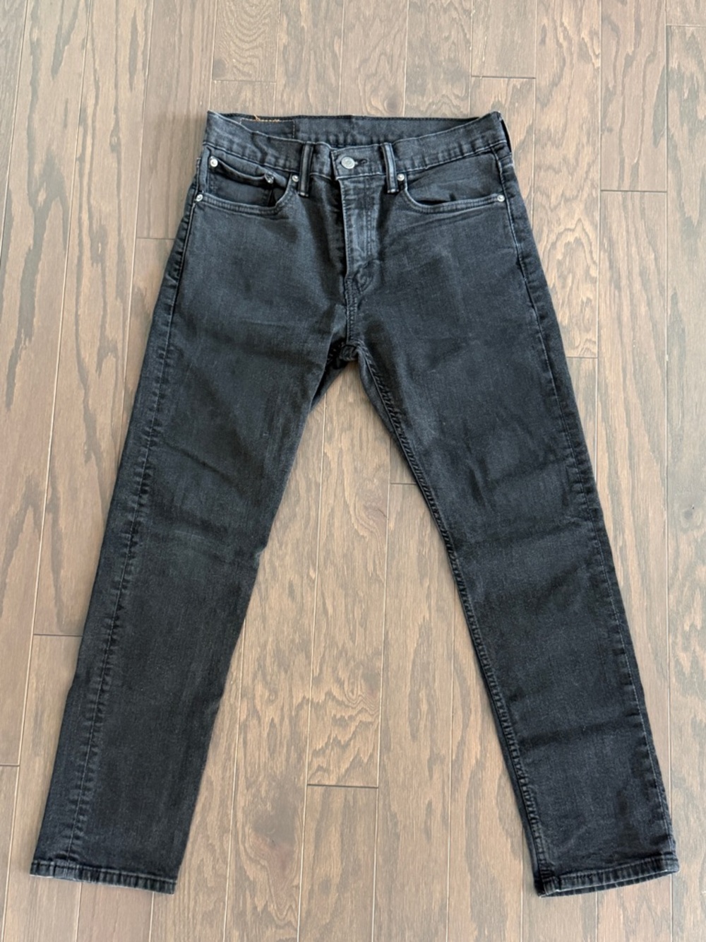 Levi’s 502 Black Jeans Mens 31x30 Tapered Fit Stretch Denim Dark Wash Casual